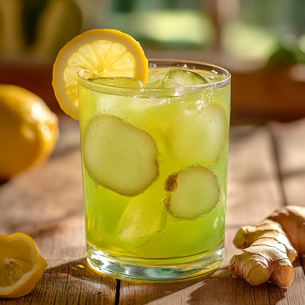 Japanese Mounjaro recipe drink with green tea, lemon, and ginger.