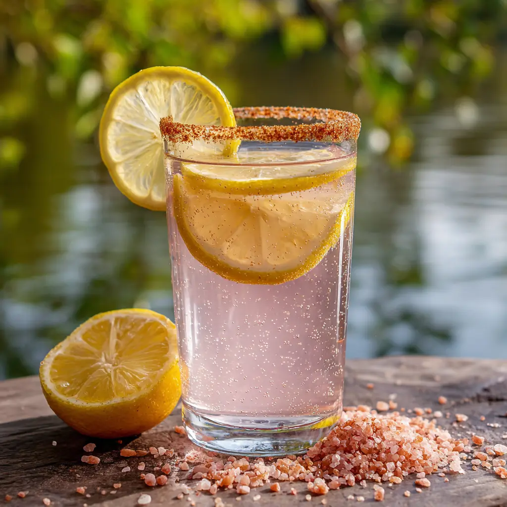 Pink salt weight loss drink with lemon and cinnamon