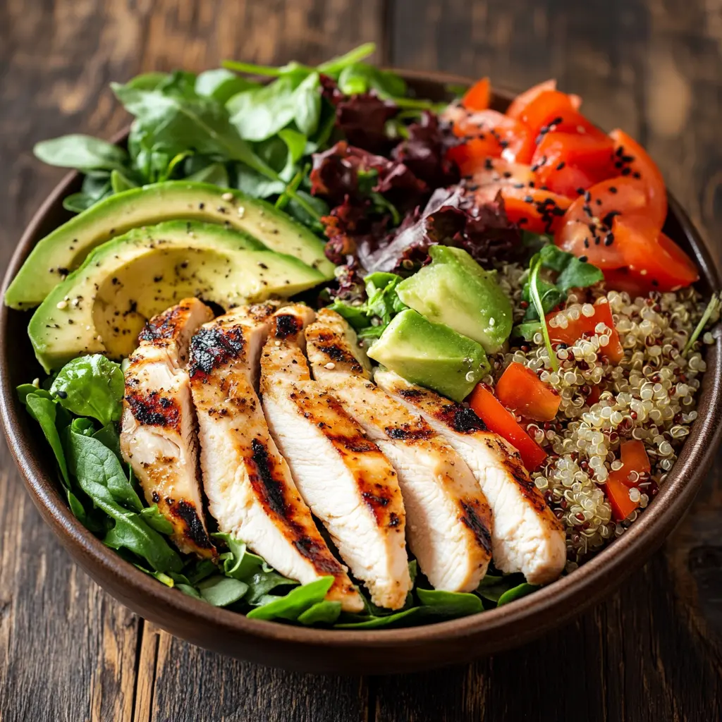 Natural Mounjaro Recipe – Healthy Grilled Chicken Salad with Avocado and Quinoa