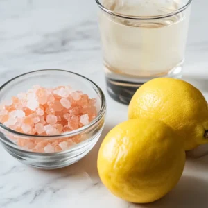 Ingredients for Pink Salt Weight Loss Drink – Pink Salt, Water, and Lemon