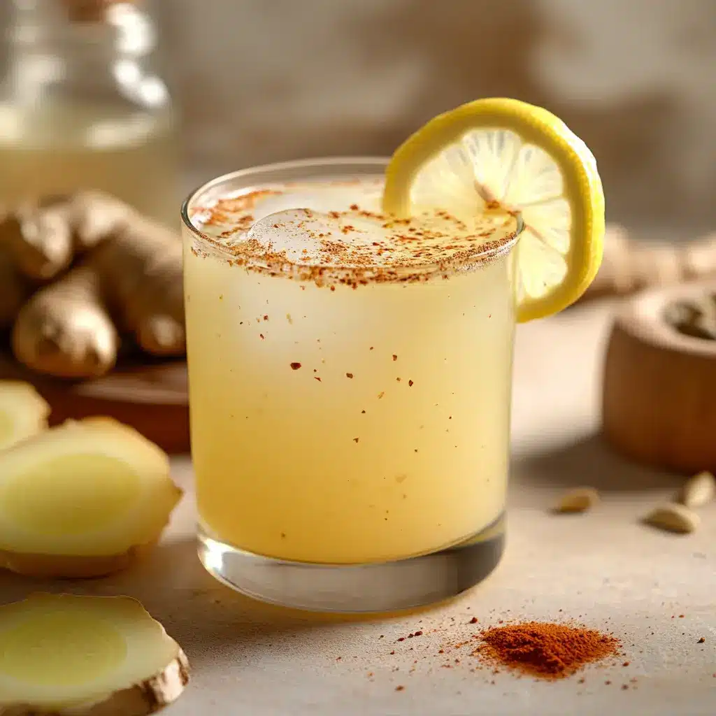 Brazilian Mounjaro detox drink in a minimalist web guide layout with yerba mate, lemon, ginger, and cayenne pepper.