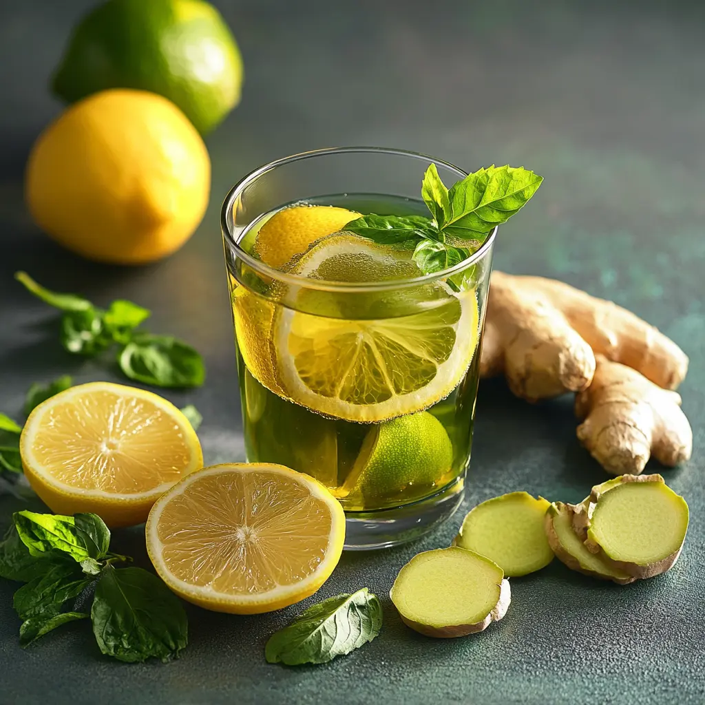 Japanese Mounjaro Detox Drink with Green Tea, Lemon, and Ginger