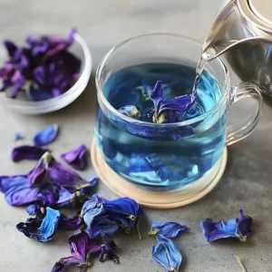 Steeping Brazilian Mounjaro Butterfly Pea Flowers for Tea