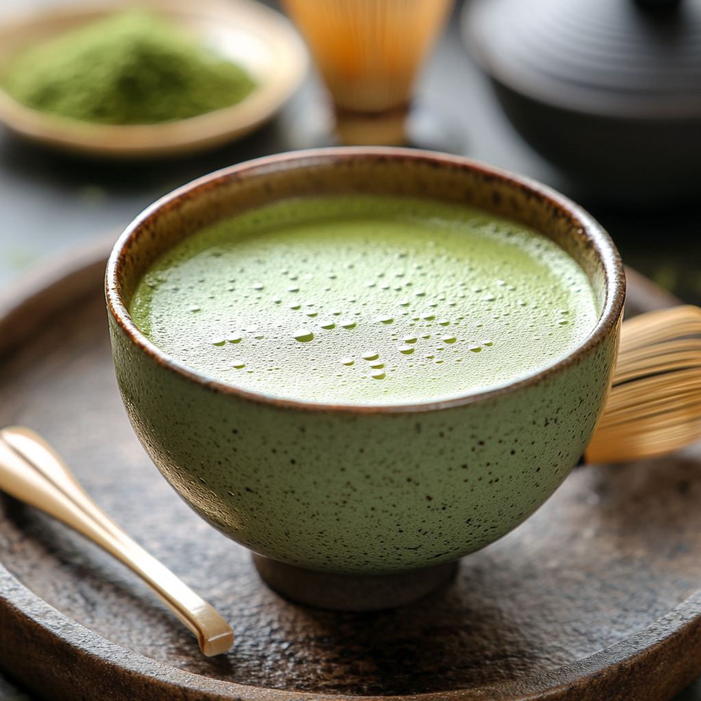 Serving matcha tea for health and wellness