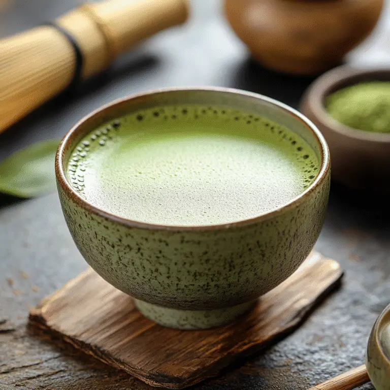 Serving matcha tea for health and wellness