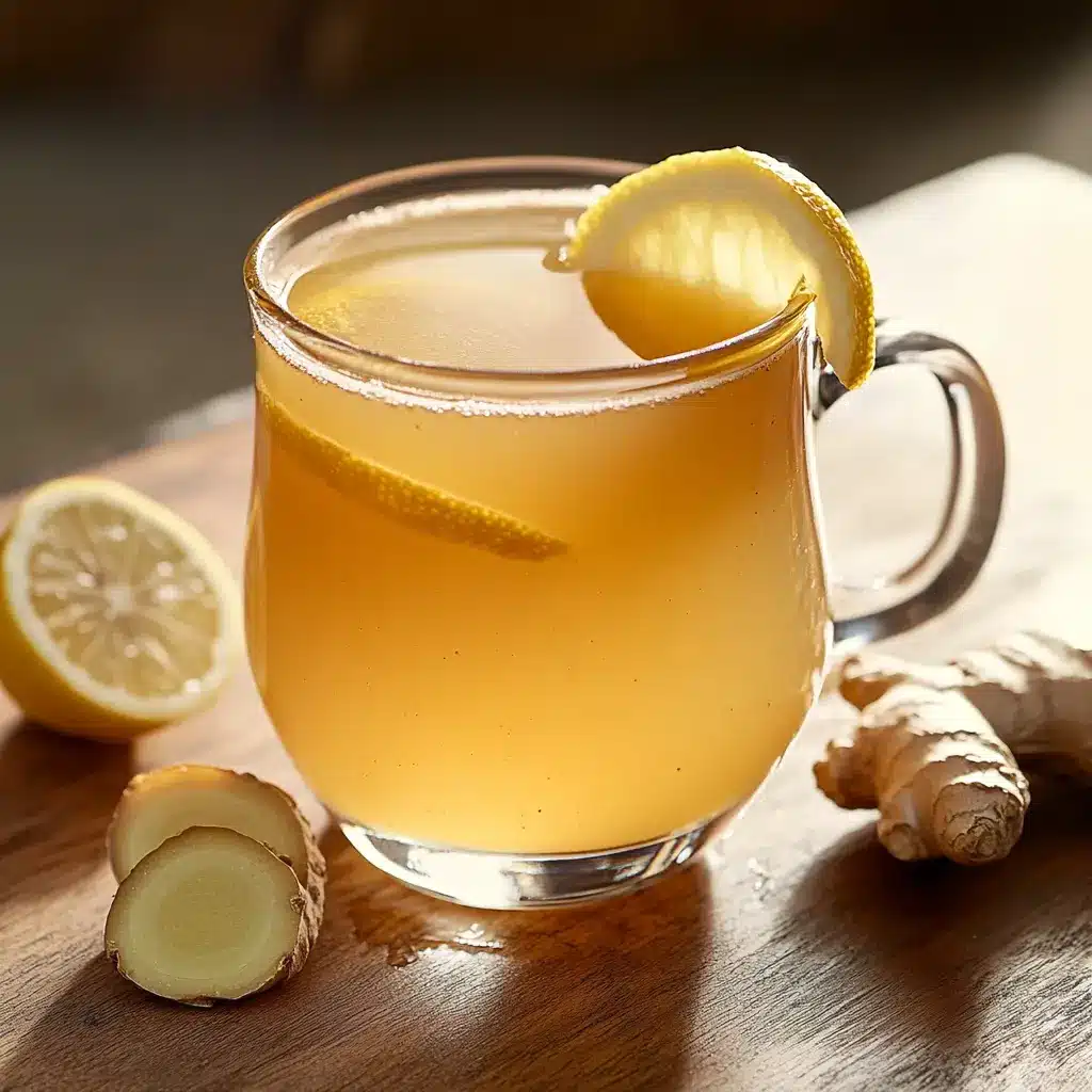 Natural Zepbound Recipe served in a clear glass with lemon and ginger garnish, showing warm amber color.