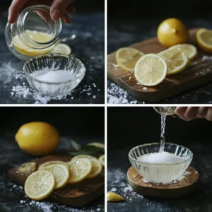 Adding lemon juice to pink salt water for weight loss and hydration