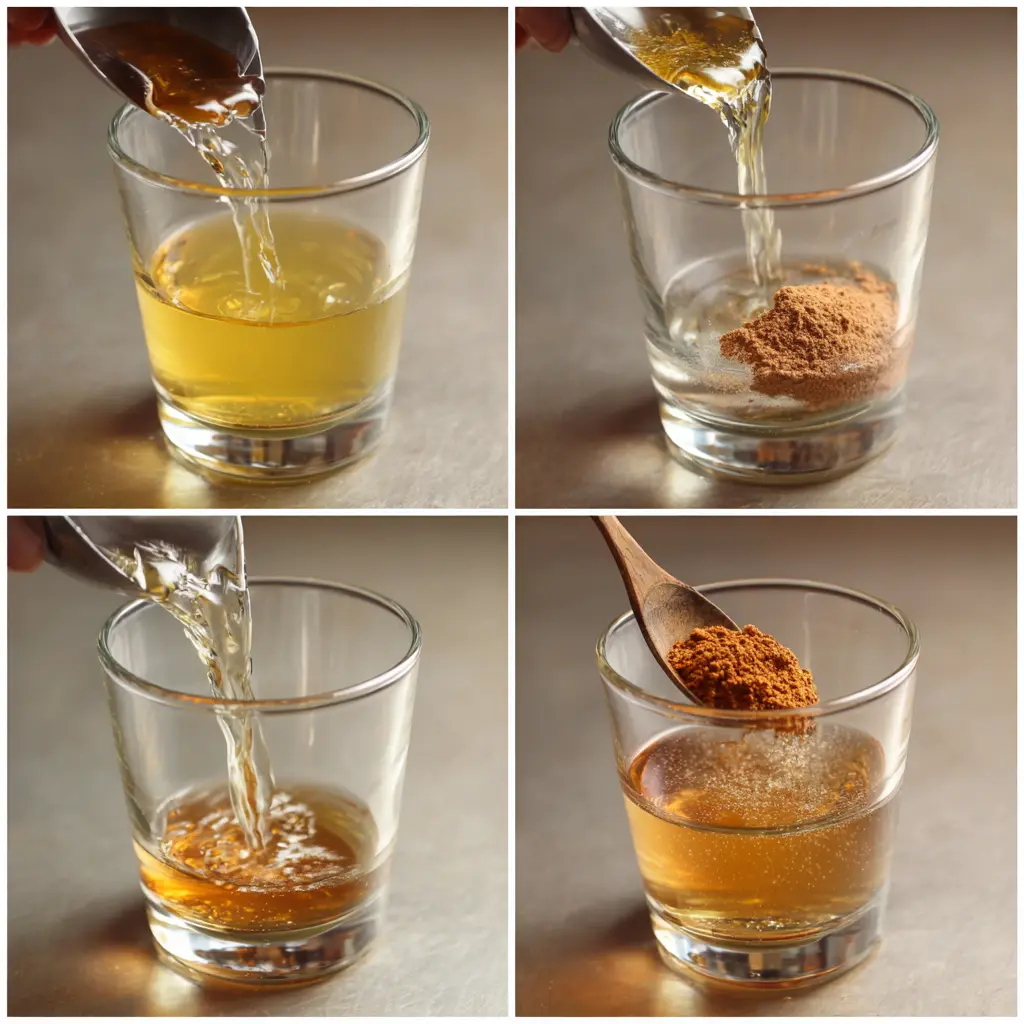 Preparing Zepbound weight loss drink by mixing apple cider vinegar, cinnamon, ginger, and lemon