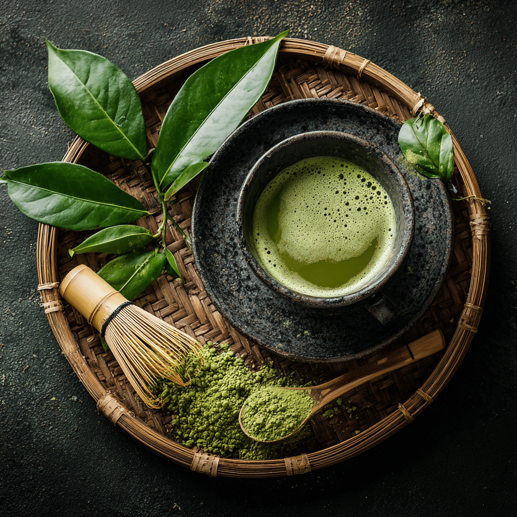 Japanese Mounjaro tea with matcha and green tea leaves