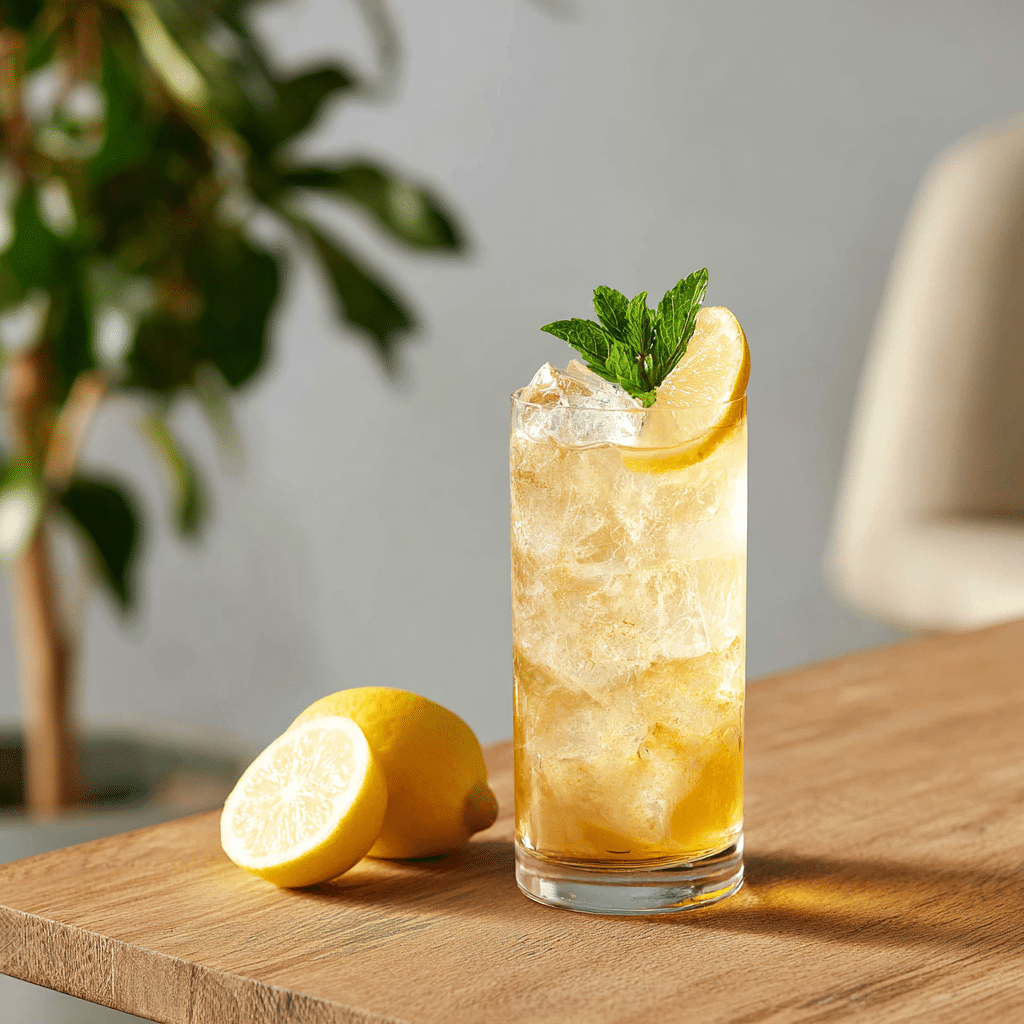 Japanese Mounjaro drink served in a tall glass, garnished with mint and lemon