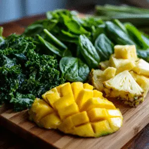 Step-by-step process of making Detox Island Green Smoothie