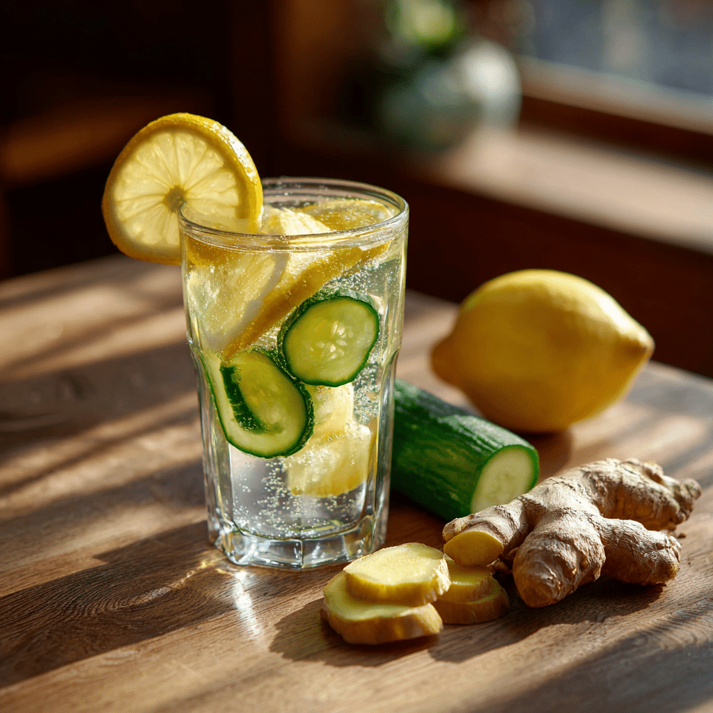 Japanese Mounjaro Recipe Free drink with lemon, ginger, and cucumber for weight loss