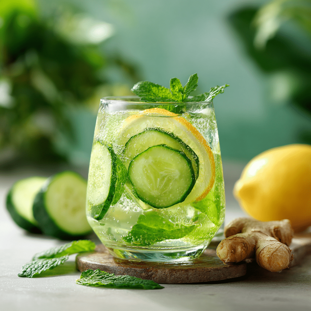 Does Japanese Mounjaro Work drink with lemon, cucumber, and ginger, promoting weight loss and detoxification