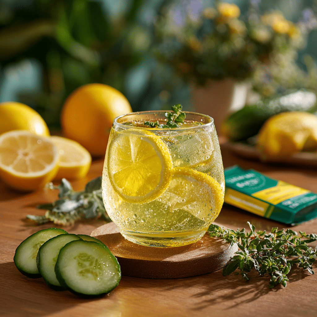 Japanese Mounjaro Review drink in a glass surrounded by natural ingredients for weight loss