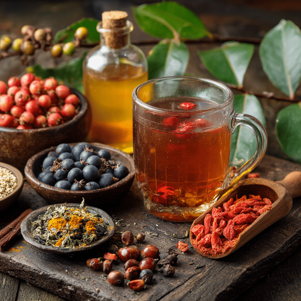 Brazilian Mounjaro ingredients like guaraná, acai, yerba mate, and herbal supplements
