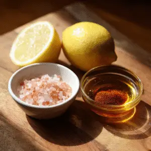 Key Ingredients for Pink Salt Weight Loss Drink: Pink Himalayan Salt, Lemon, Apple Cider Vinegar, Cayenne Pepper