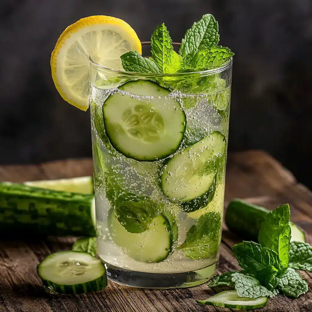 Recipe Card for Lemon Mint and Cucumber Water with ingredients and instructions