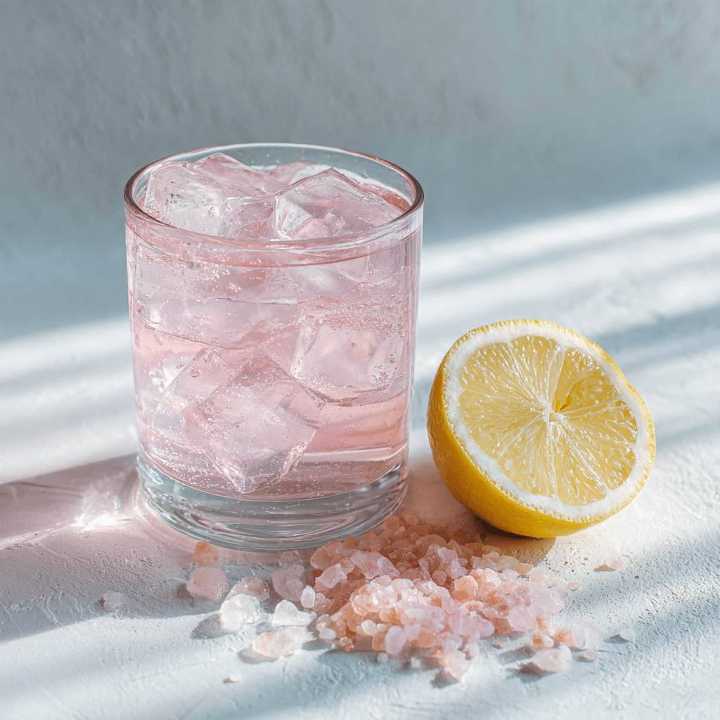 Pink Salt and Ice Detox Drink with Lemon