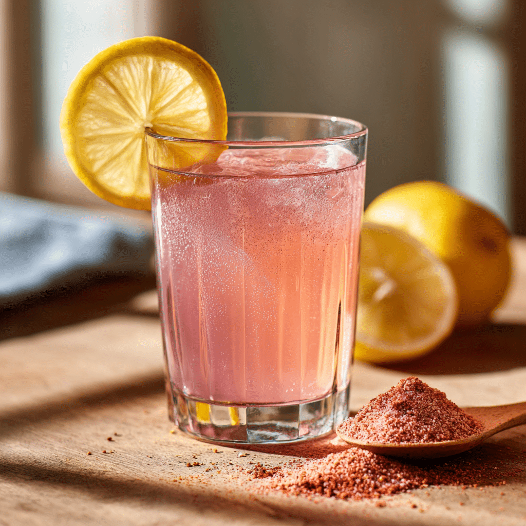 Final Japanese Pink Salt Diet Drink with Lemon and Cayenne Pepper