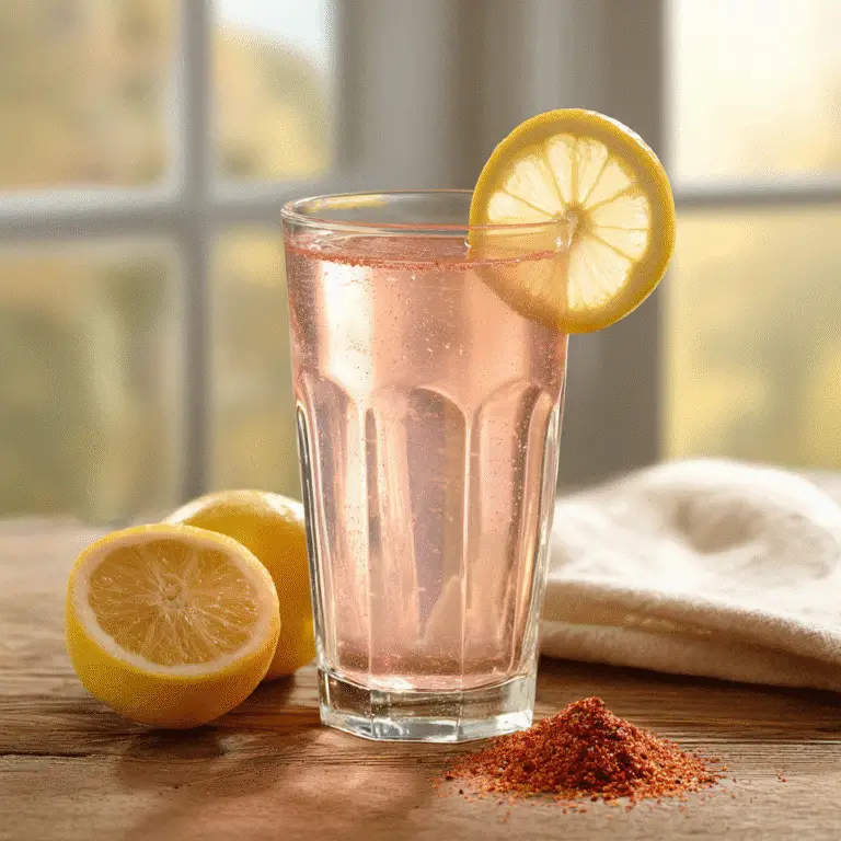 Final Japanese Pink Salt Diet Drink with Lemon and Cayenne Pepper