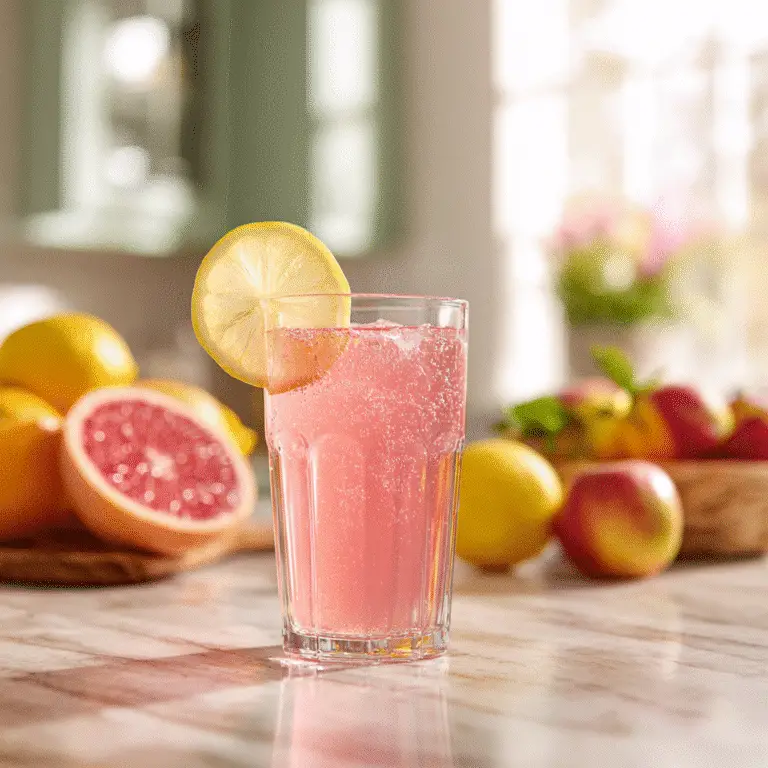 Finished Pink Salt Weight Loss Drink Served with Lemon