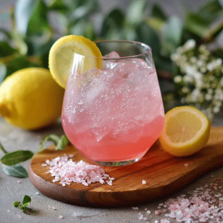 Refreshing Pink Salt and Ice Detox Drink Served with Ice