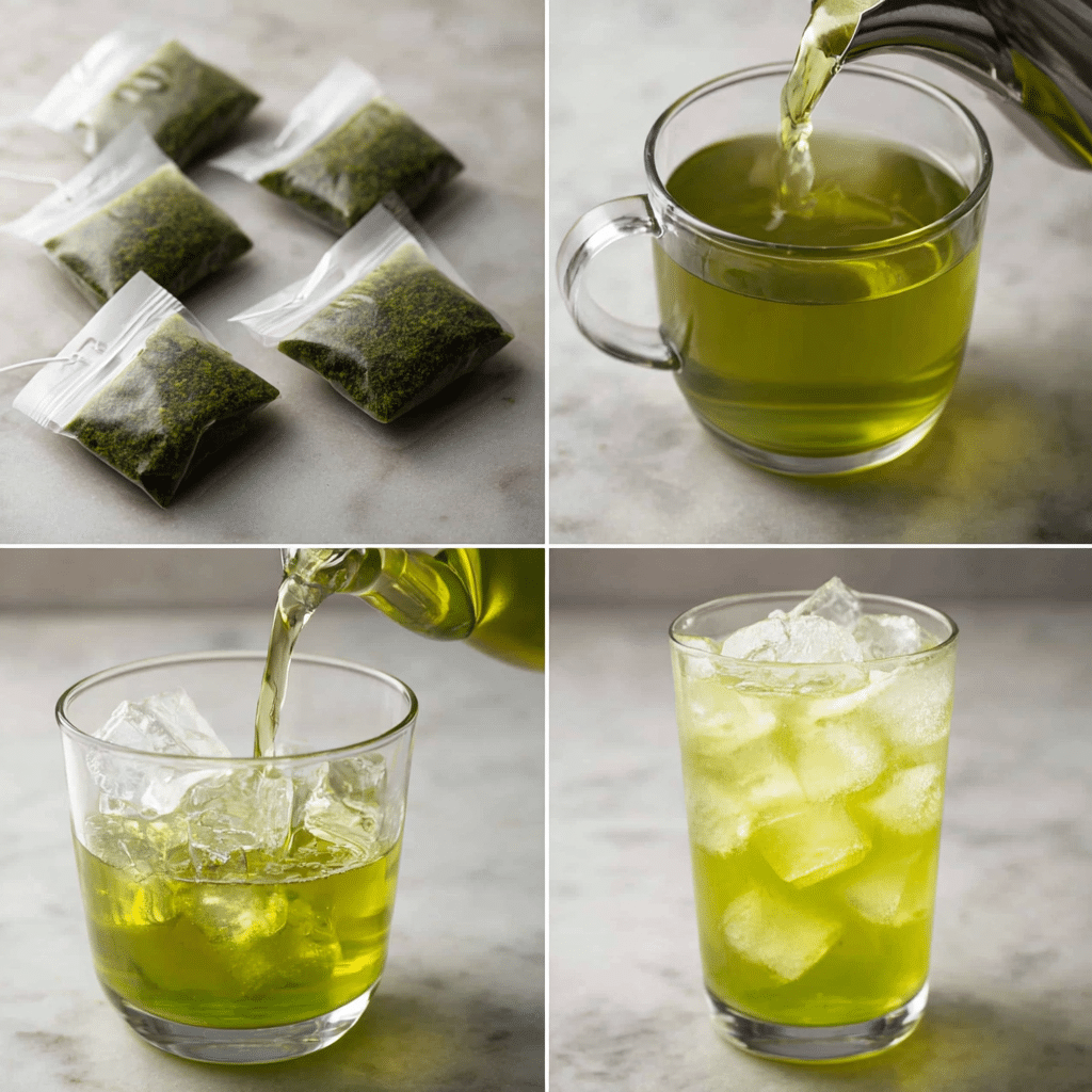 Step-by-step process of making Iced Green Tea