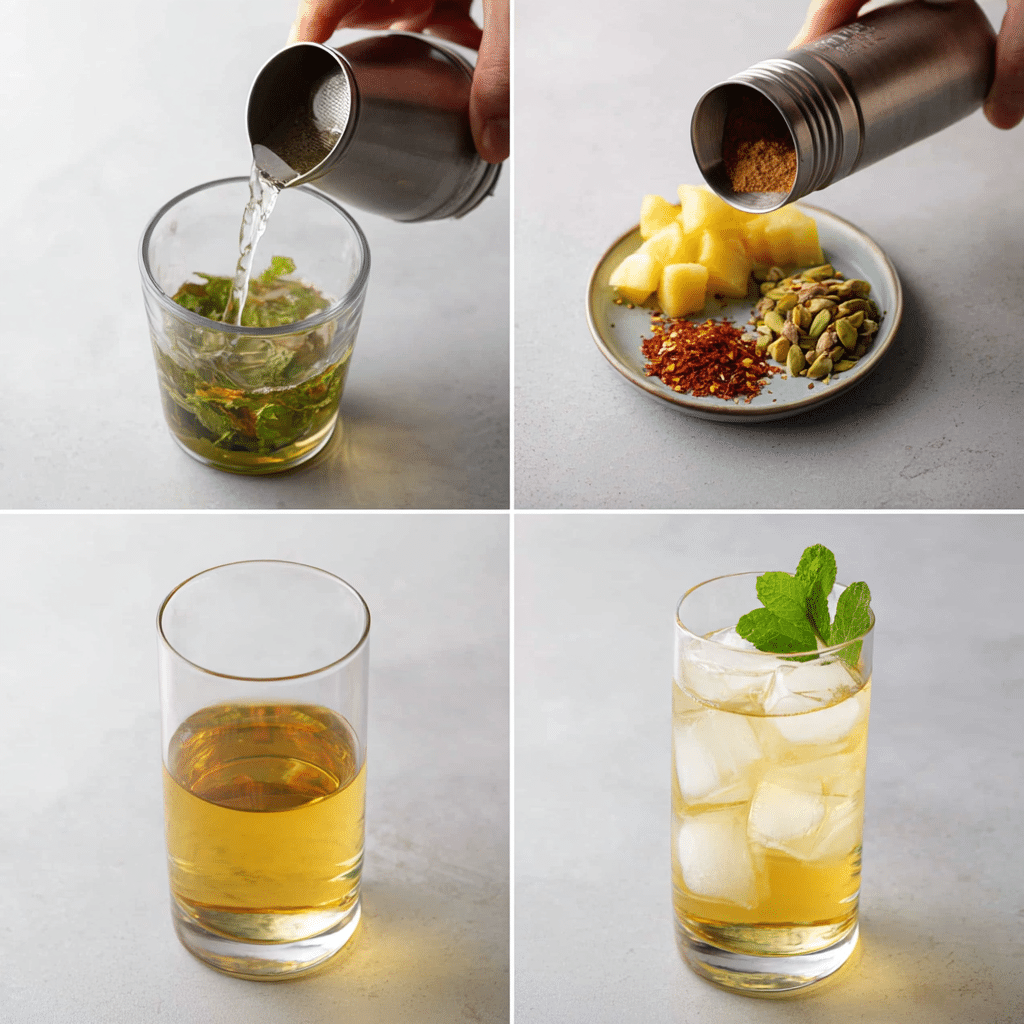 Step-by-Step Process of Making Energizing Loaded Tea with Green Tea, Guarana, Yerba Mate, and Citrus